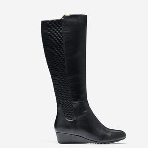 Cole Haan Tall Grand Stretch boot in black leather, size 7B
